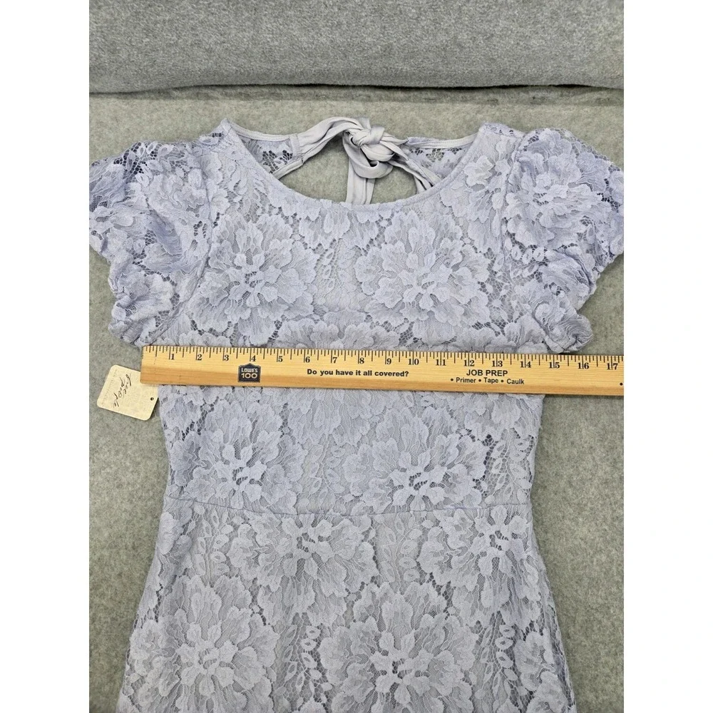NWT FREE PEOPLE Light Blue HAILEE MINI DRESS  LACE FLORAL Cottagecore M - Picture 10 of 11
